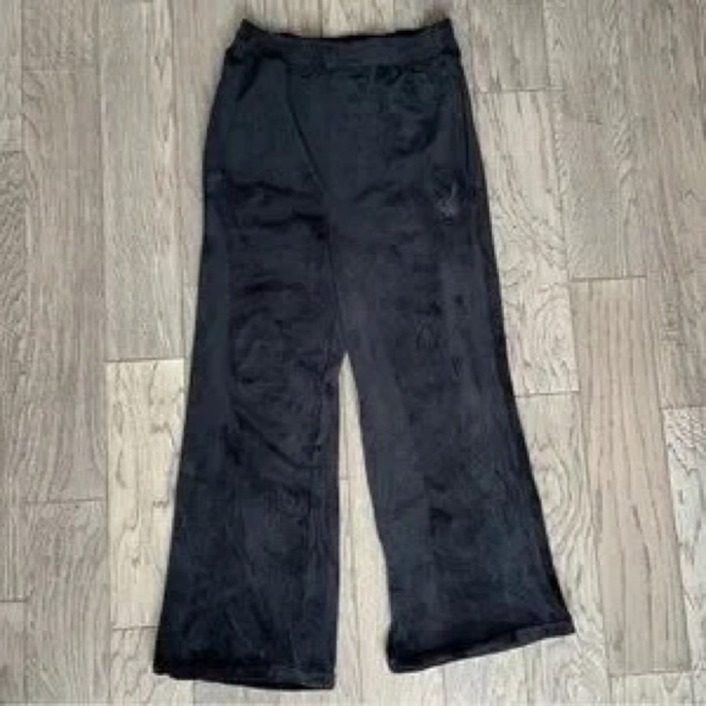 Kids Black Wide-Leg Velvet Bottoms